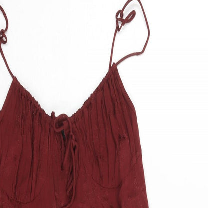 Motel Womens Red Floral Polyester Mini Size S Sweetheart Zip - Tie Detail