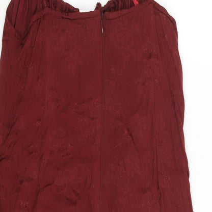 Motel Womens Red Floral Polyester Mini Size S Sweetheart Zip - Tie Detail