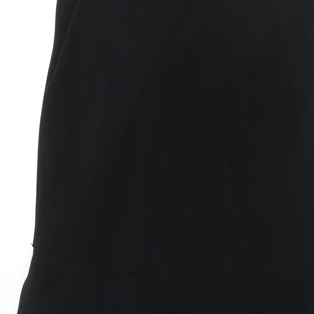 Emma Somerset Womens Black Polyester Maxi Size 12 Halter Zip - Layered Frill