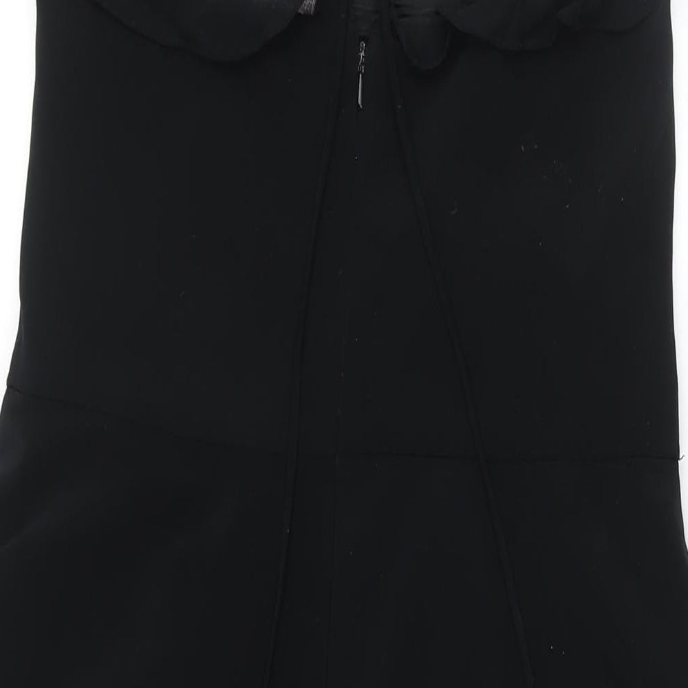 Emma Somerset Womens Black Polyester Maxi Size 12 Halter Zip - Layered Frill
