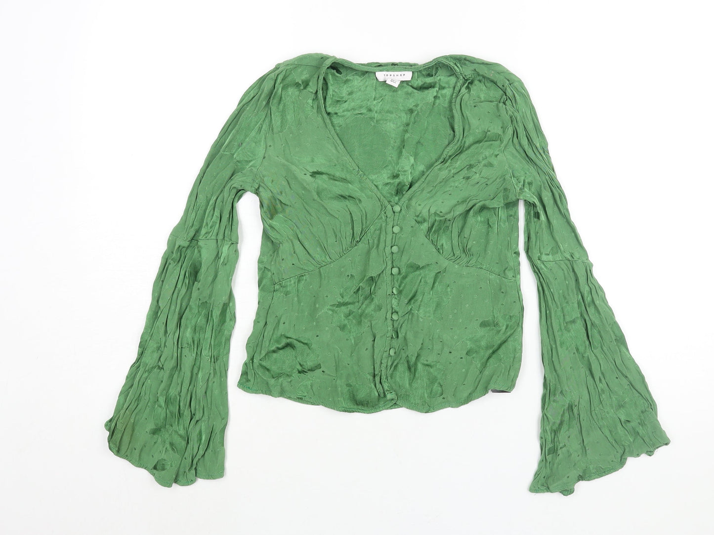Womens UK Size 8 Topshop Green Basic Blouse
