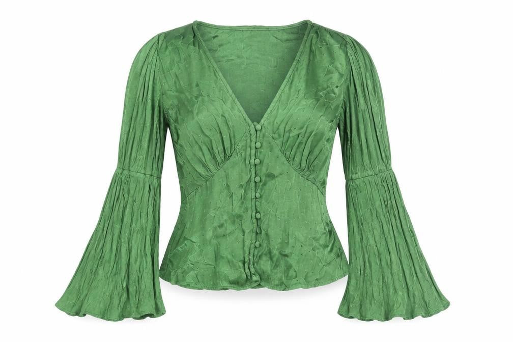 Womens UK Size 8 Topshop Green Basic Blouse