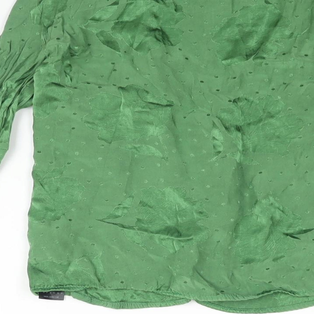 Womens UK Size 8 Topshop Green Basic Blouse