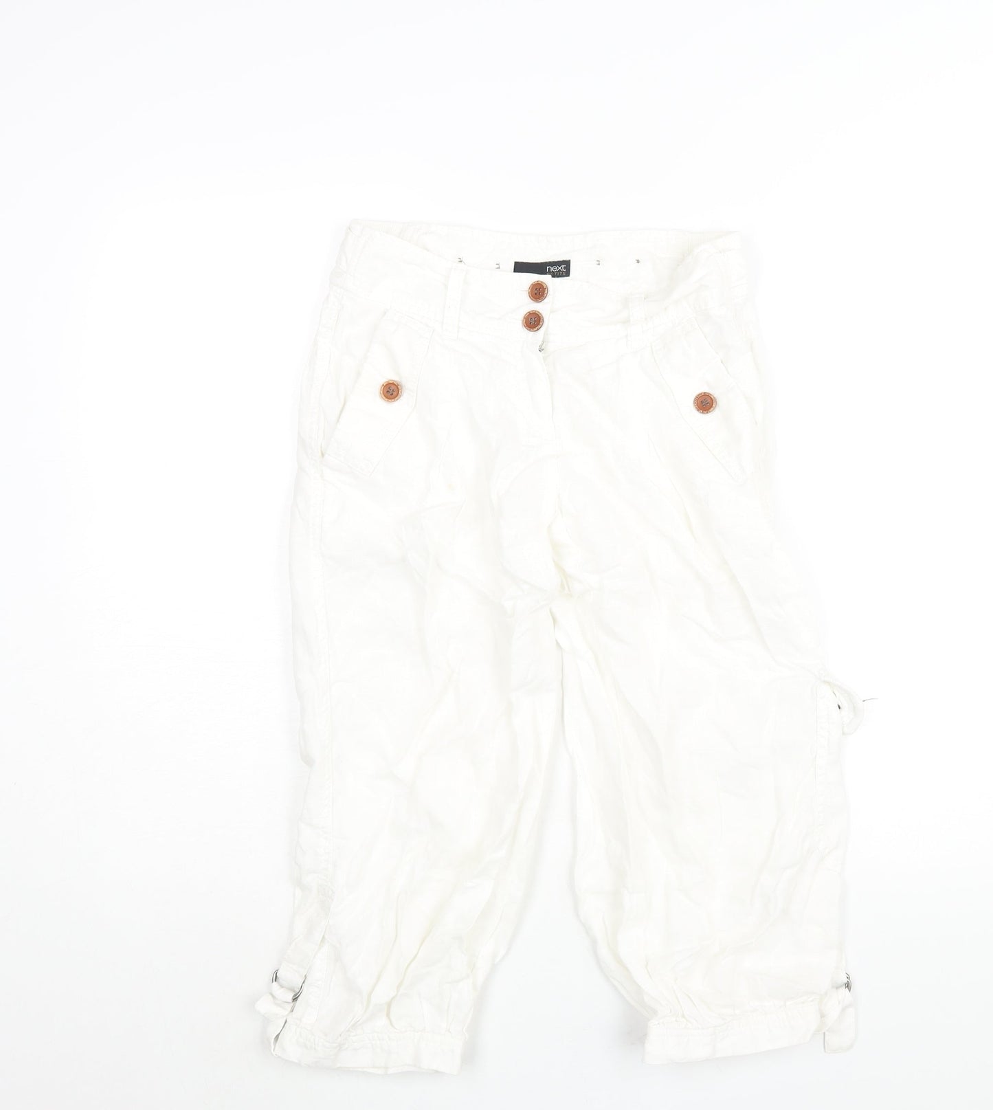 Womens UK Size 6 NEXT Regular Fit Cargo White Trousers