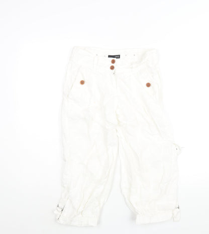 Womens UK Size 6 NEXT Regular Fit Cargo White Trousers