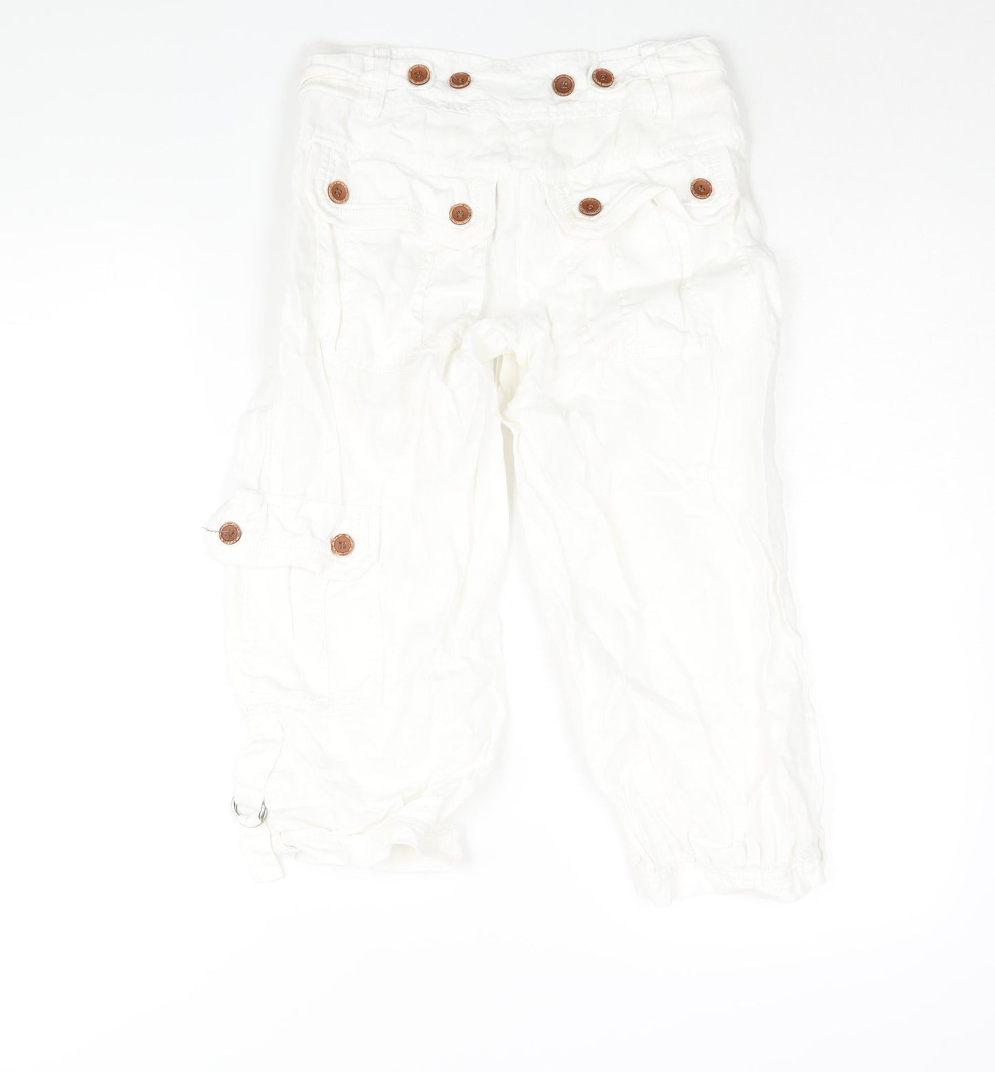 Womens UK Size 6 NEXT Regular Fit Cargo White Trousers