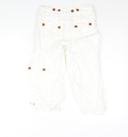 Womens UK Size 6 NEXT Regular Fit Cargo White Trousers