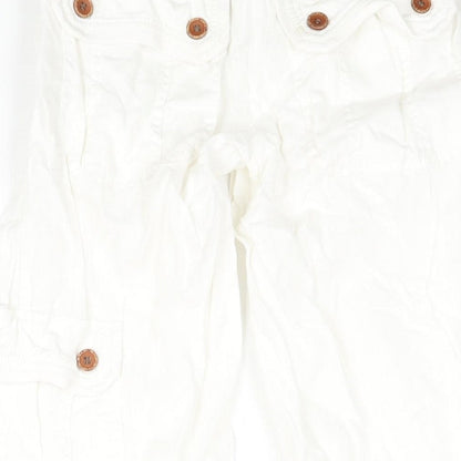Womens UK Size 6 NEXT Regular Fit Cargo White Trousers