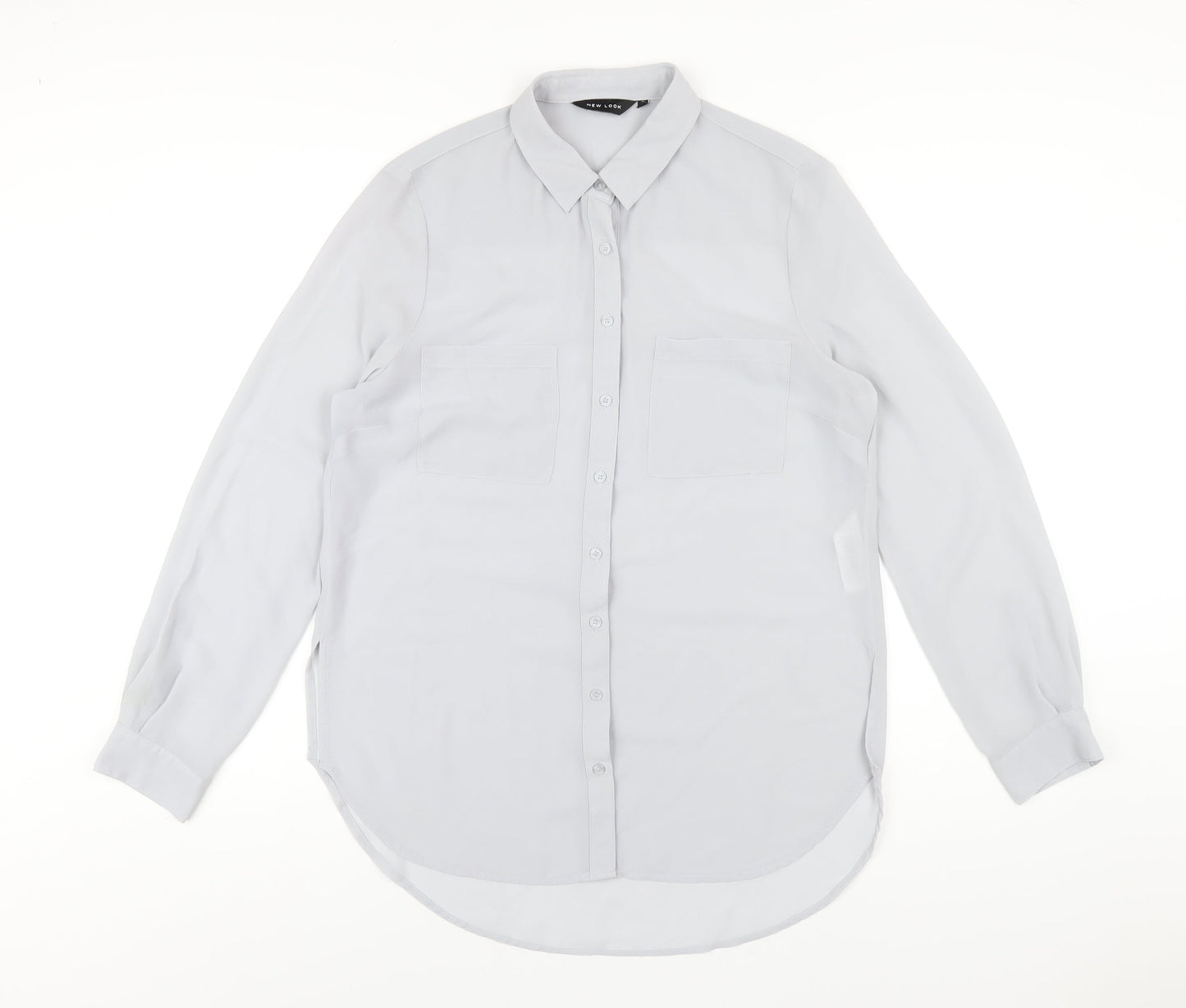 Womens UK Size 12 New Look Grey Basic Button-Up