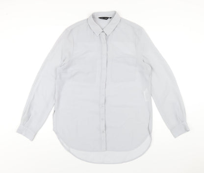 Womens UK Size 12 New Look Grey Basic Button-Up