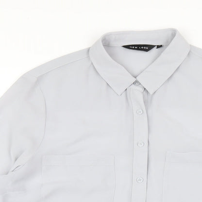 Womens UK Size 12 New Look Grey Basic Button-Up