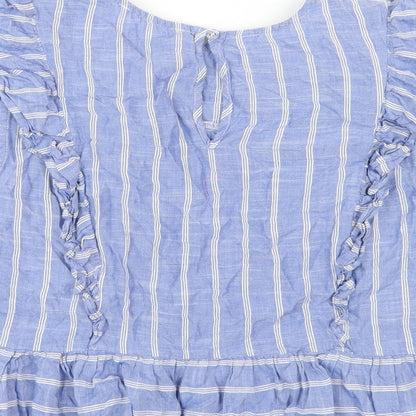 Womens UK Size M Lost Stock Blue Basic T-Shirt