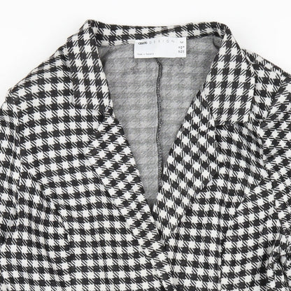 ASOS Womens Black Check Polyester Jacket Dress Size 12 Collared Button