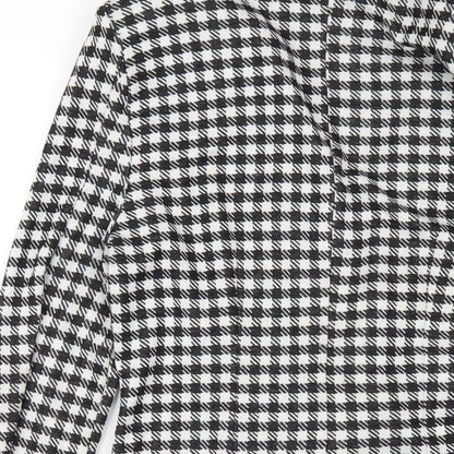 ASOS Womens Black Check Polyester Jacket Dress Size 12 Collared Button