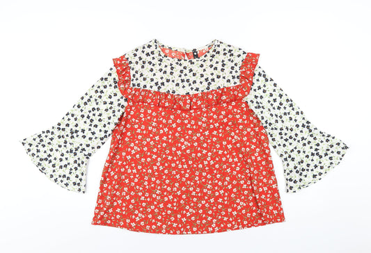 Influence Womens Multicoloured Floral Polyester Basic T-Shirt Size 10 Round Neck