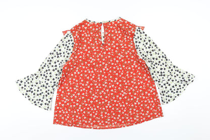 Influence Womens Multicoloured Floral Polyester Basic T-Shirt Size 10 Round Neck