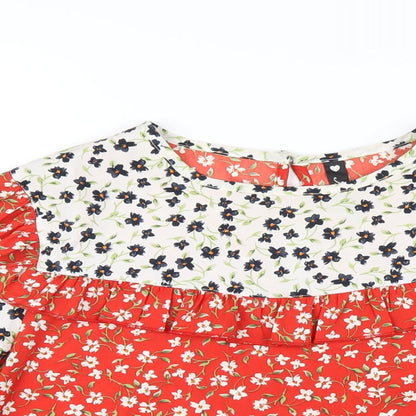 Influence Womens Multicoloured Floral Polyester Basic T-Shirt Size 10 Round Neck