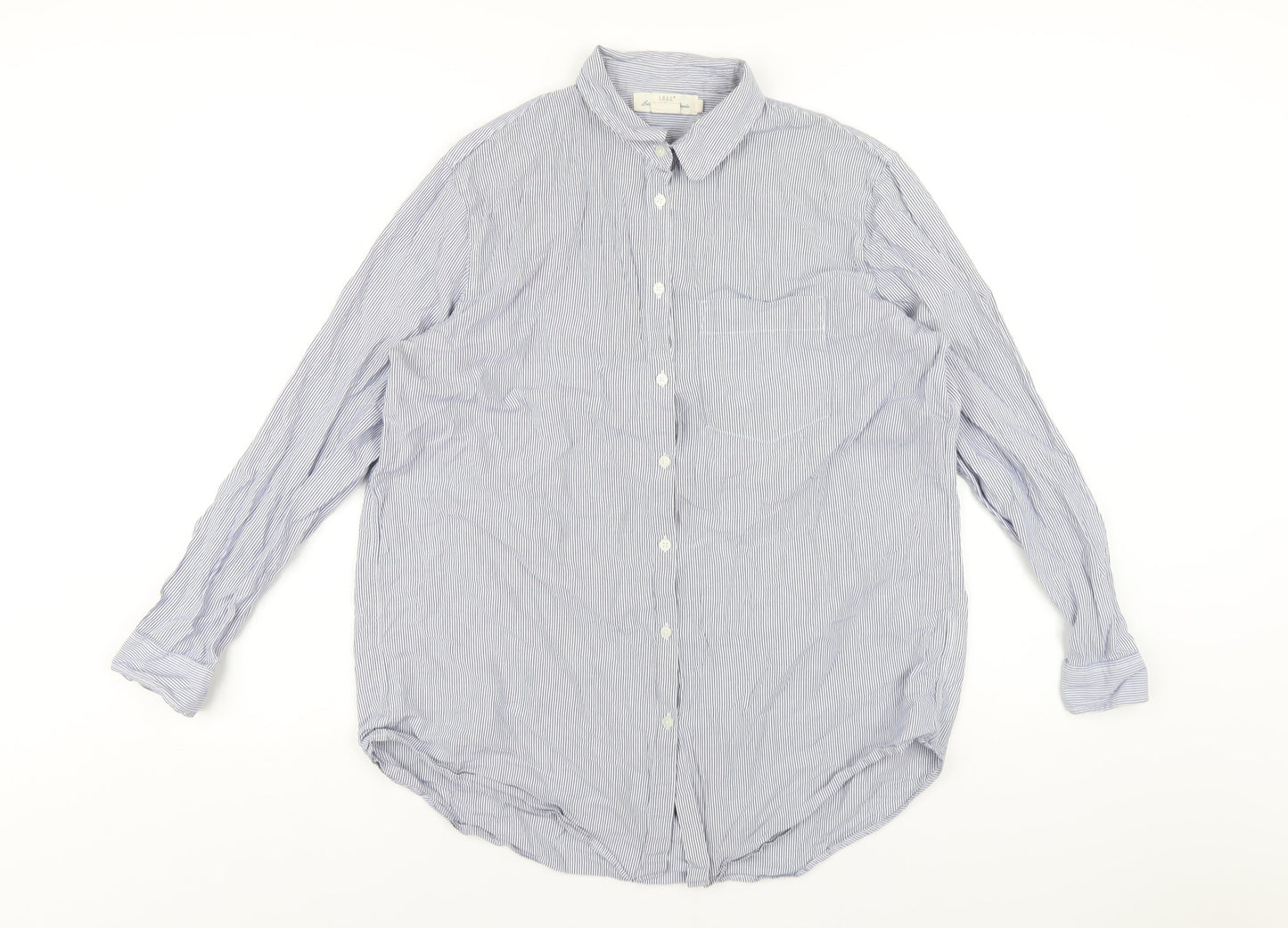 Womens UK Size 10 H&M Blue Basic Button-Up