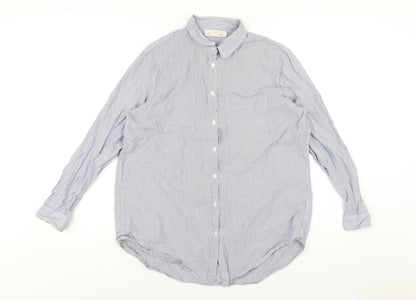 Womens UK Size 10 H&M Blue Basic Button-Up