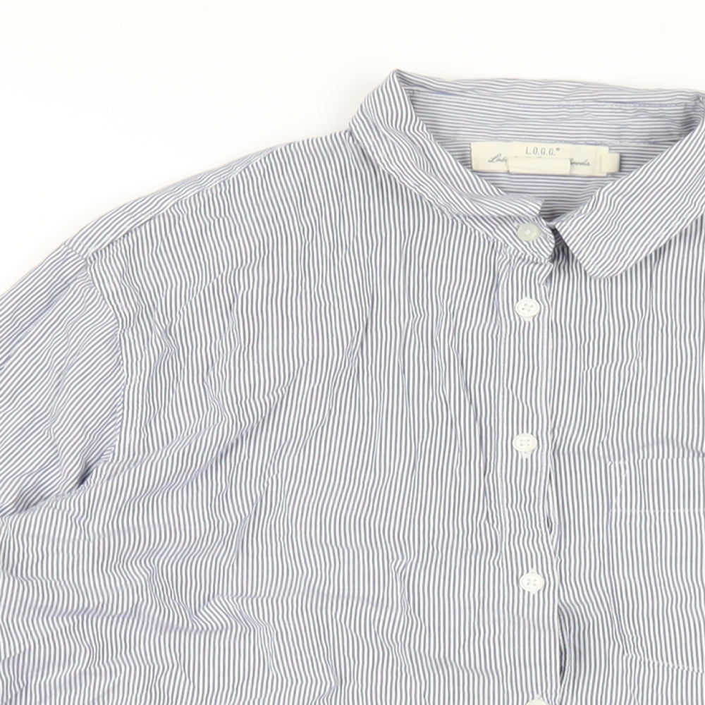 Womens UK Size 10 H&M Blue Basic Button-Up