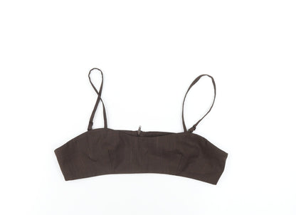 Womens UK Size 10 Topshop Brown Cropped T-Shirt