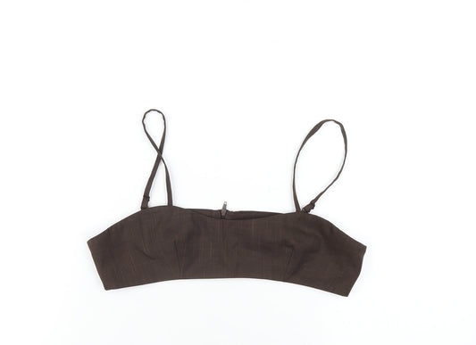 Womens UK Size 10 Topshop Brown Cropped T-Shirt