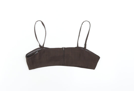 Womens UK Size 10 Topshop Brown Cropped T-Shirt