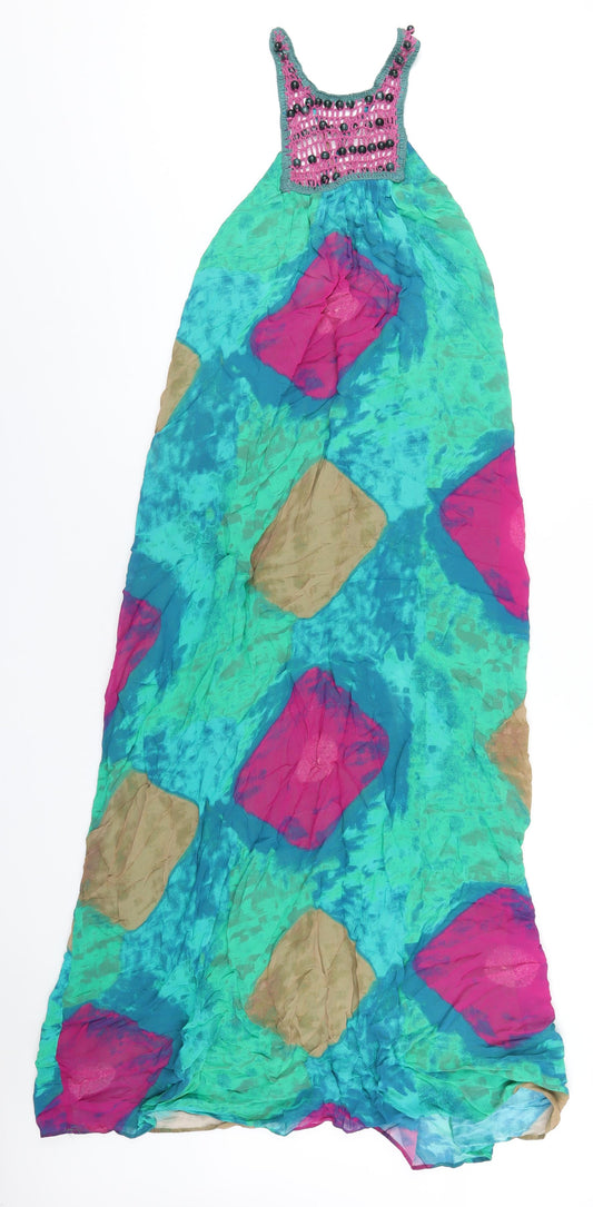 Zara Womens Multicoloured Tie Dye Viscose Maxi Size S Scoop Neck Pullover