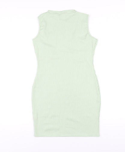 PRETTYLITTLETHING Womens Green Polyester Bodycon Size 12 Mock Neck Pullover