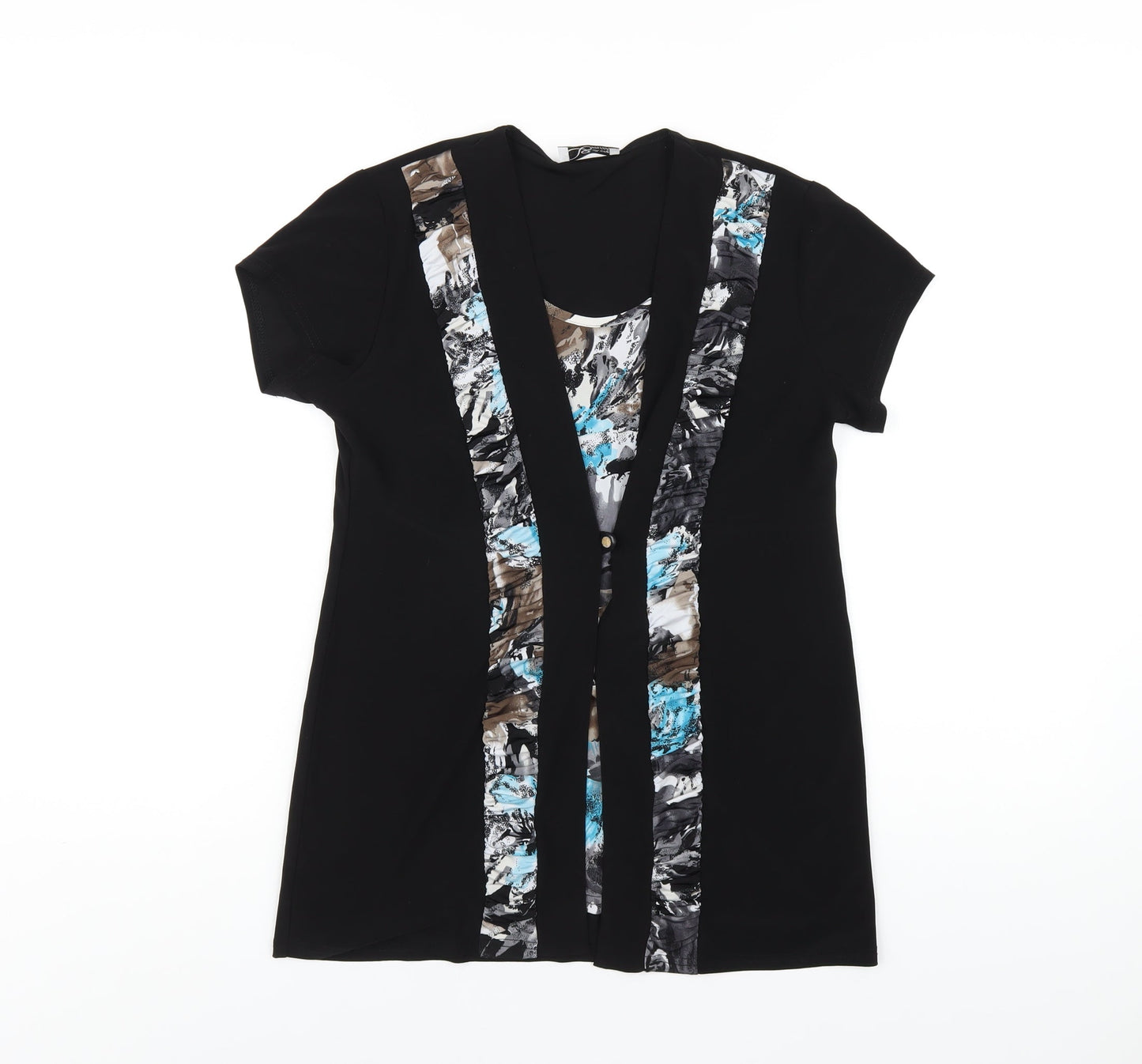 Womens UK Size 12 Anne Smith Black Basic T-Shirt