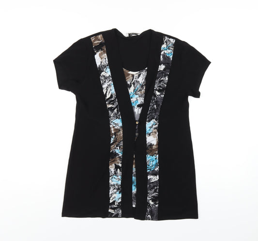 Womens UK Size 12 Anne Smith Black Basic T-Shirt