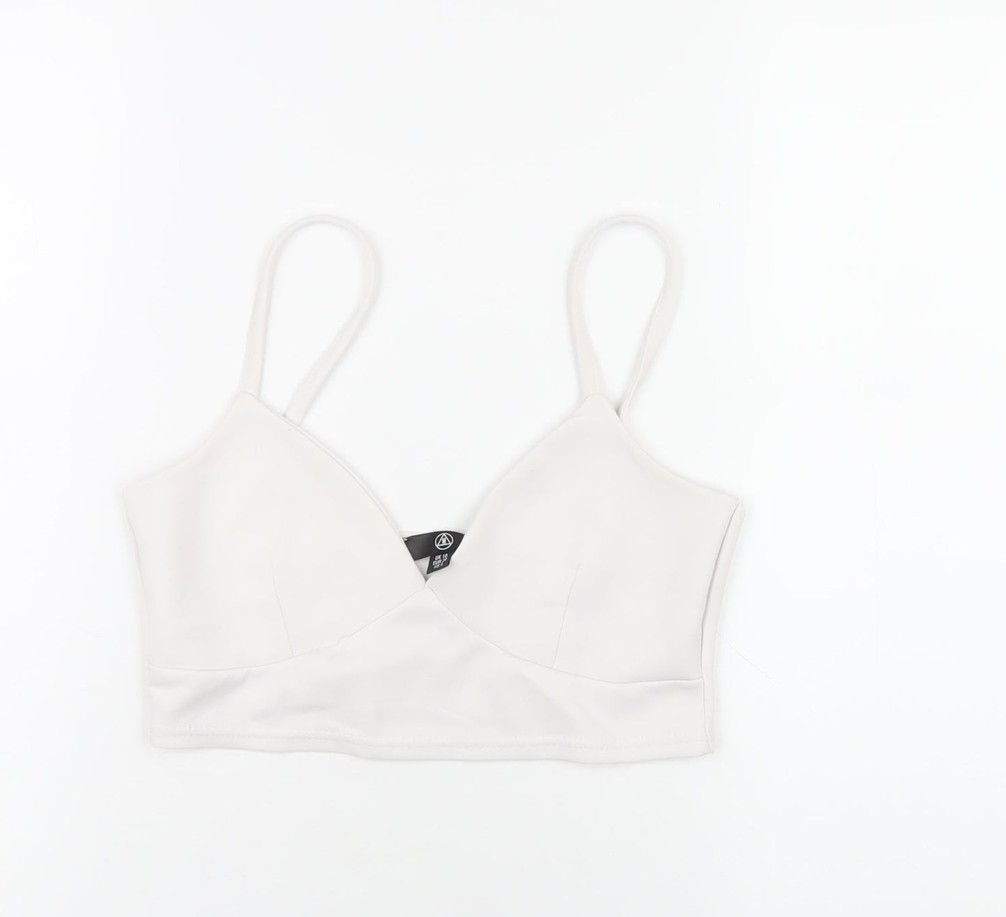 Womens UK Size 10 Missguided White Cropped T-Shirt