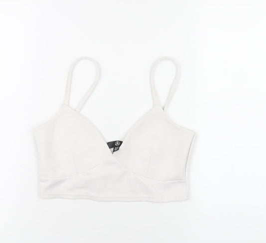 Womens UK Size 10 Missguided White Cropped T-Shirt