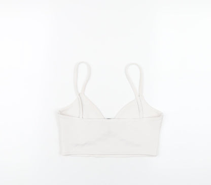 Womens UK Size 10 Missguided White Cropped T-Shirt