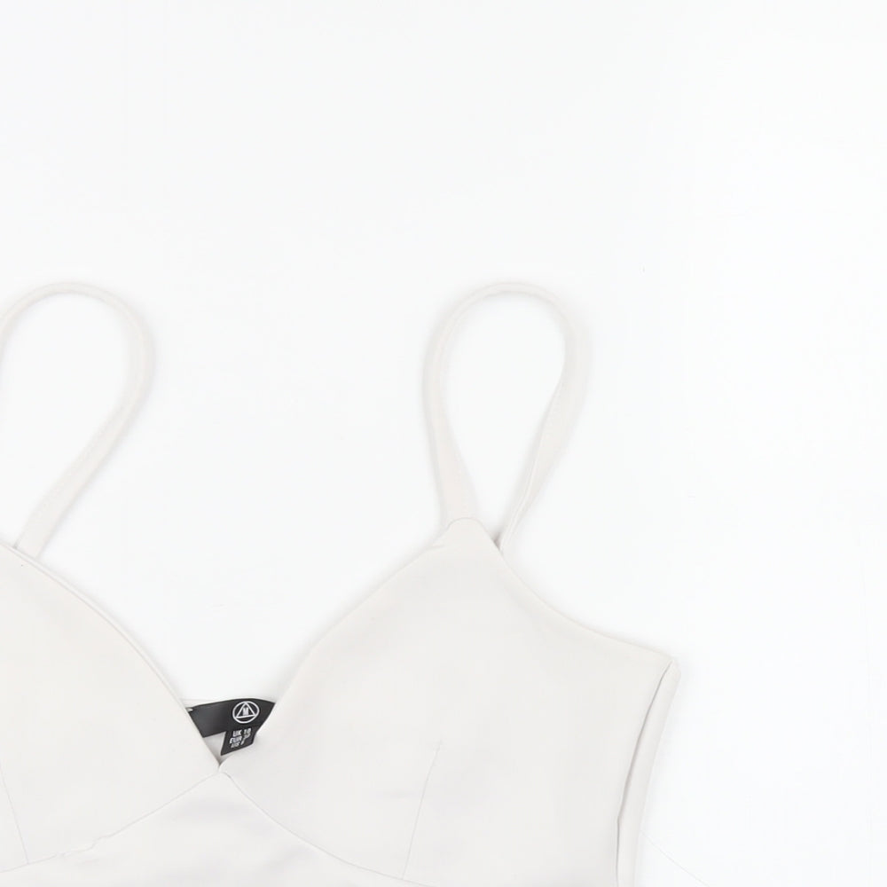 Womens UK Size 10 Missguided White Cropped T-Shirt