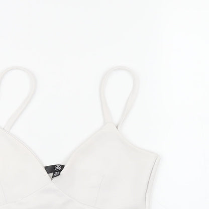Womens UK Size 10 Missguided White Cropped T-Shirt