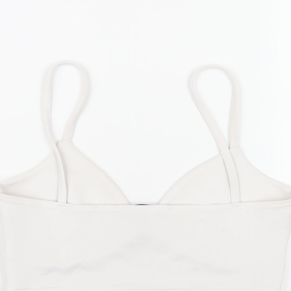 Womens UK Size 10 Missguided White Cropped T-Shirt