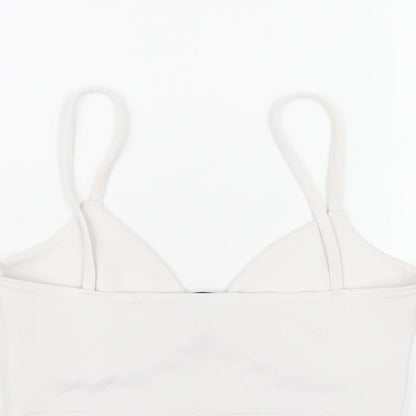 Womens UK Size 10 Missguided White Cropped T-Shirt