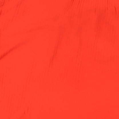 River Island Womens Red Polyester Basic Blouse Size 12 Mock Neck