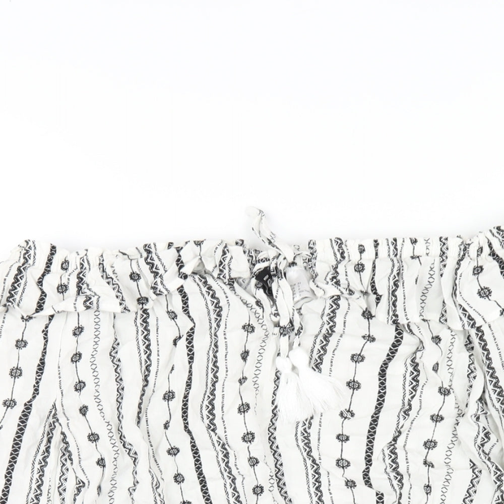 Womens UK Size 4 H&M White Basic T-Shirt