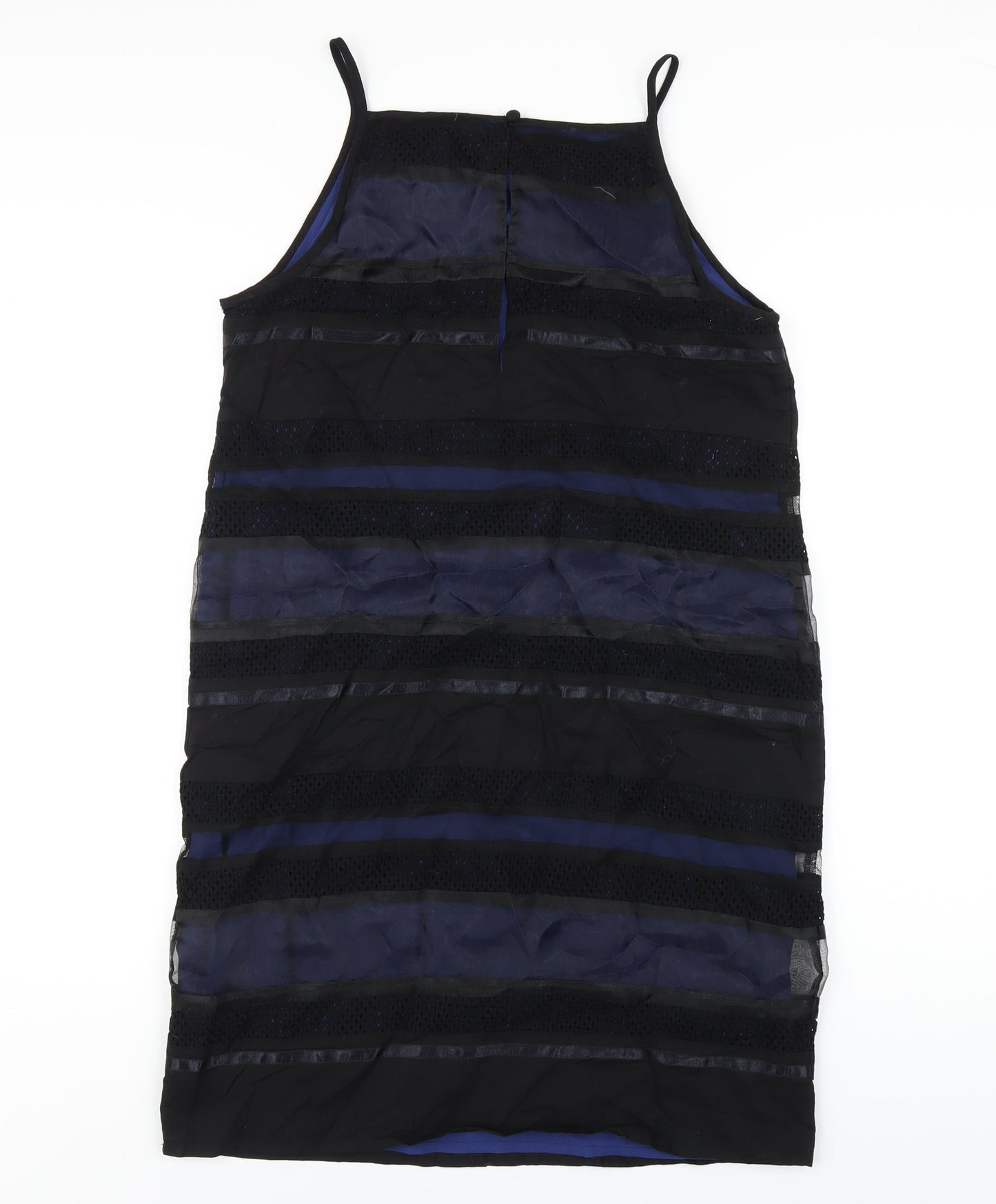 Finery Womens Black Striped Polyester Pencil Dress Size 12 Square Neck Button