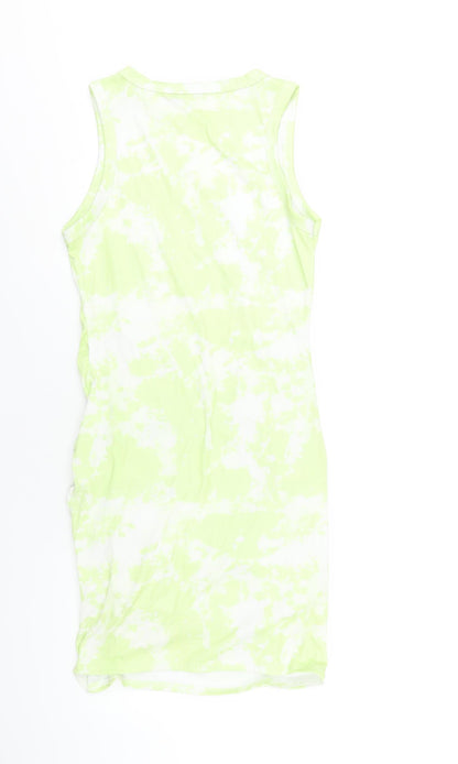 PRETTYLITTLETHING Womens Green Tie Dye Polyester Bodycon Size 12 Round Neck Pullover