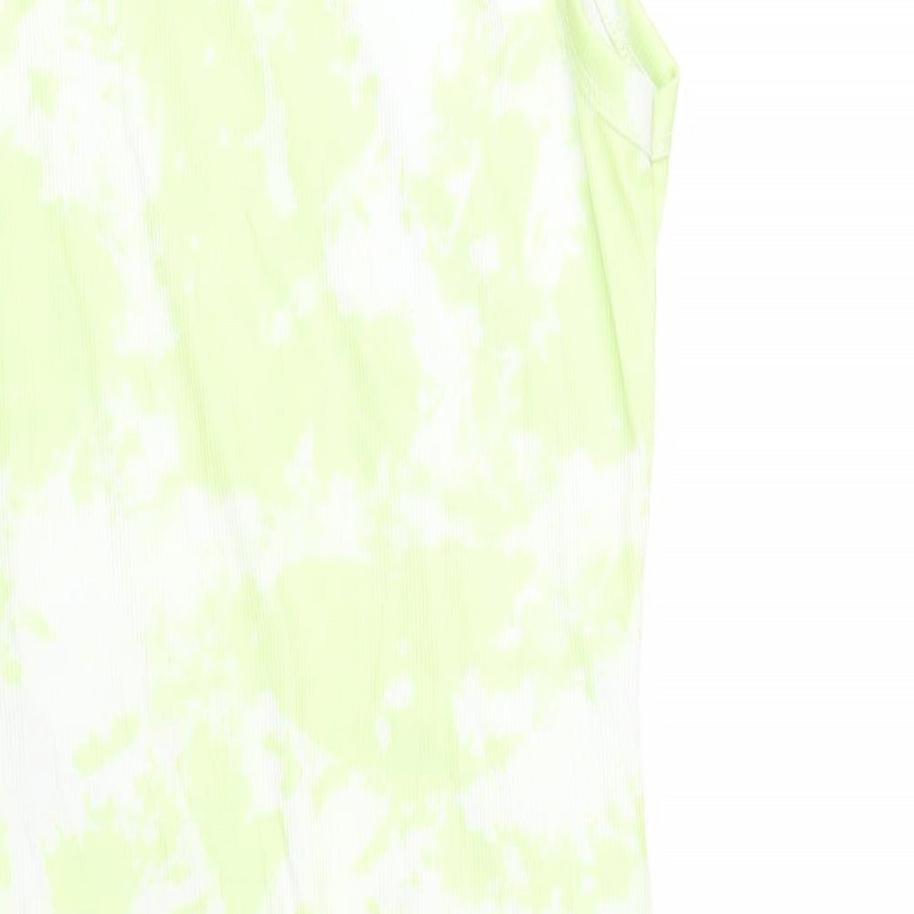 PRETTYLITTLETHING Womens Green Tie Dye Polyester Bodycon Size 12 Round Neck Pullover