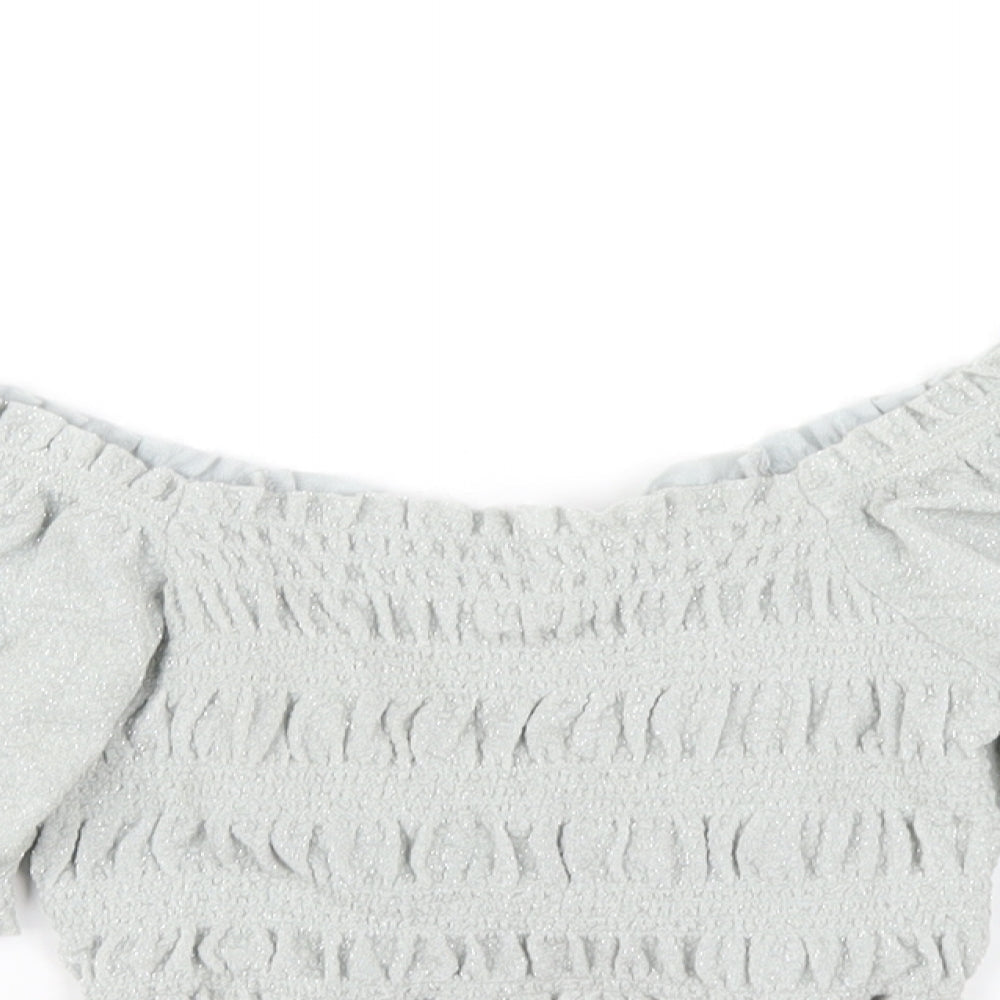 Womens UK Size XS Urban Outfitters Grey Cropped T-Shirt