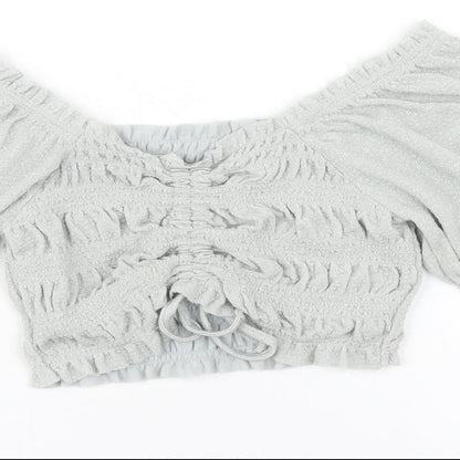 Womens UK Size XS Urban Outfitters Grey Cropped T-Shirt