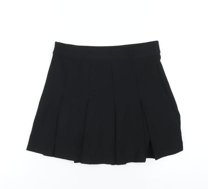 Mango Womens Black Polyester Pleated Skirt Size S Zip