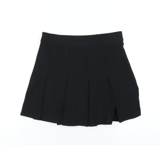 Mango Womens Black Polyester Pleated Skirt Size S Zip