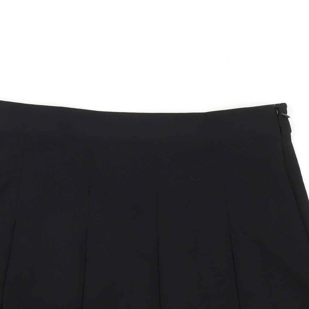 Mango Womens Black Polyester Pleated Skirt Size S Zip