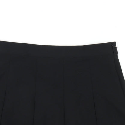 Mango Womens Black Polyester Pleated Skirt Size S Zip