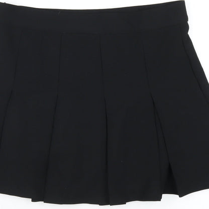 Mango Womens Black Polyester Pleated Skirt Size S Zip